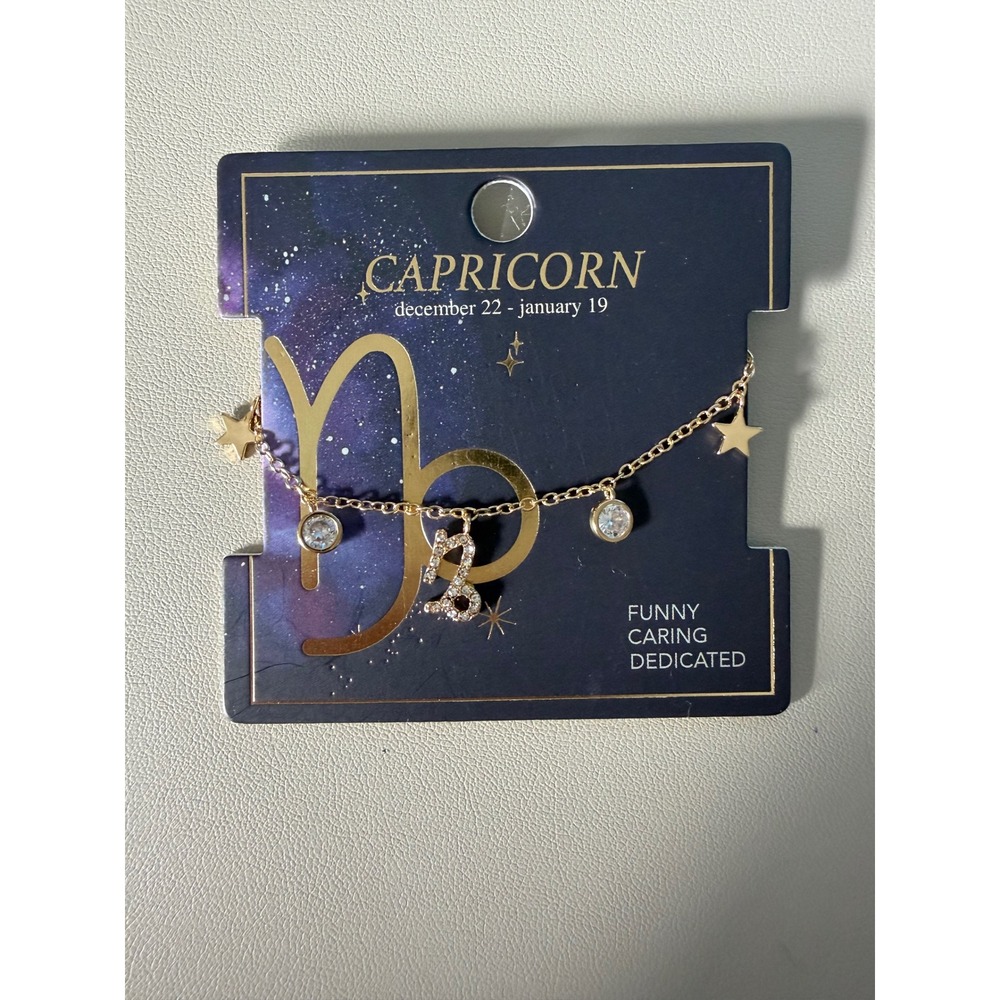 Francesca's Capricorn Zodiac Charm Bracelet Gold Tone Crystal Star Celestial